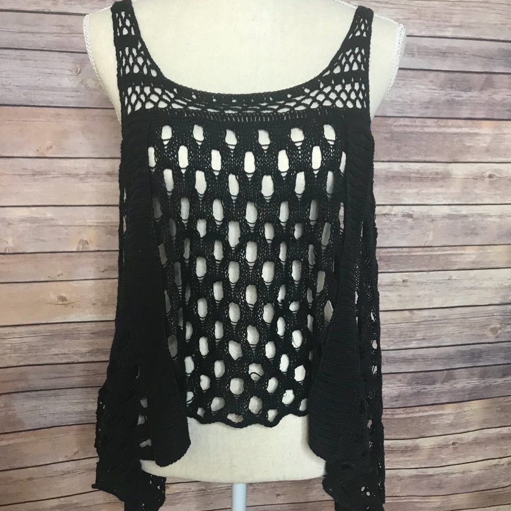 ALLSAINTS crochet vest poncho black goth knit